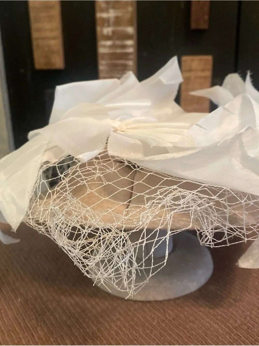 Vintage 1950s White Birdcage Veil - USA Union Made